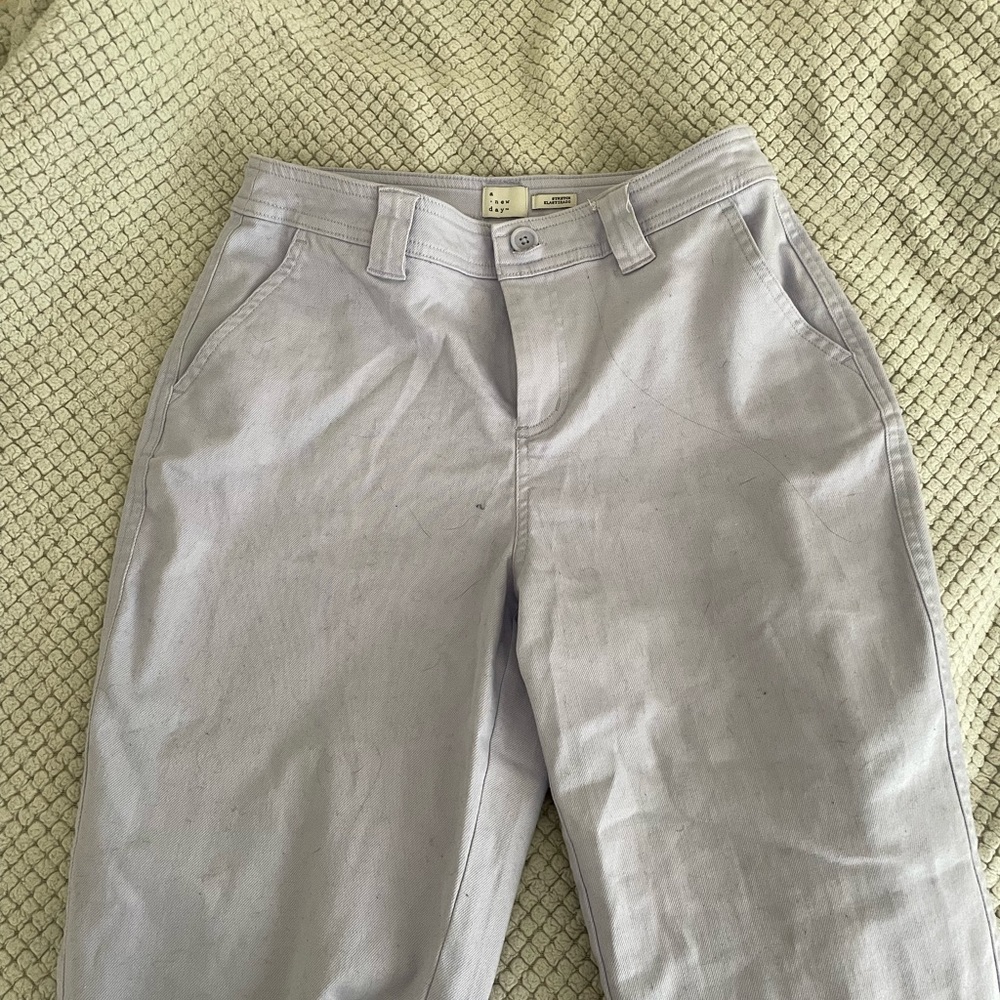 purple straight leg pants